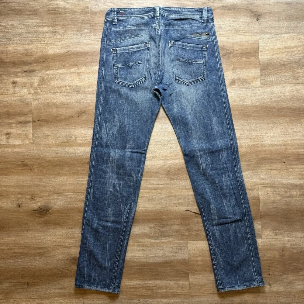 Diesel Darron Jeans Men 29x30 Blue Slim Tapered Whiskered Made Italy (Tag 27x32)